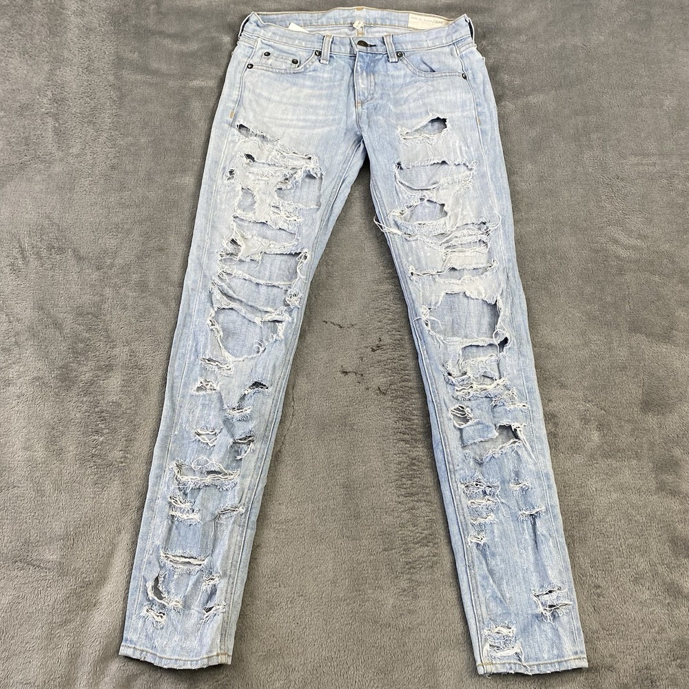 Rag & Bone The Dre Thrasher Jean Light Wash Distressed Slim Fit Jeans Sz 24 USA